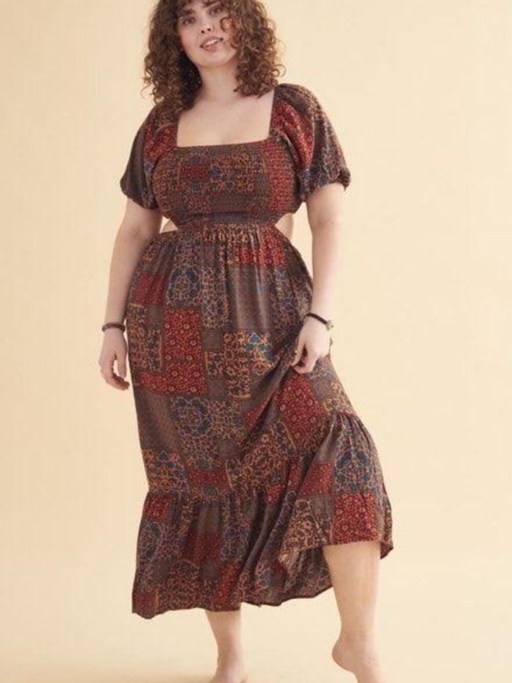 EARTHBOUND Boho Tile Cut-Out Maxi Dress